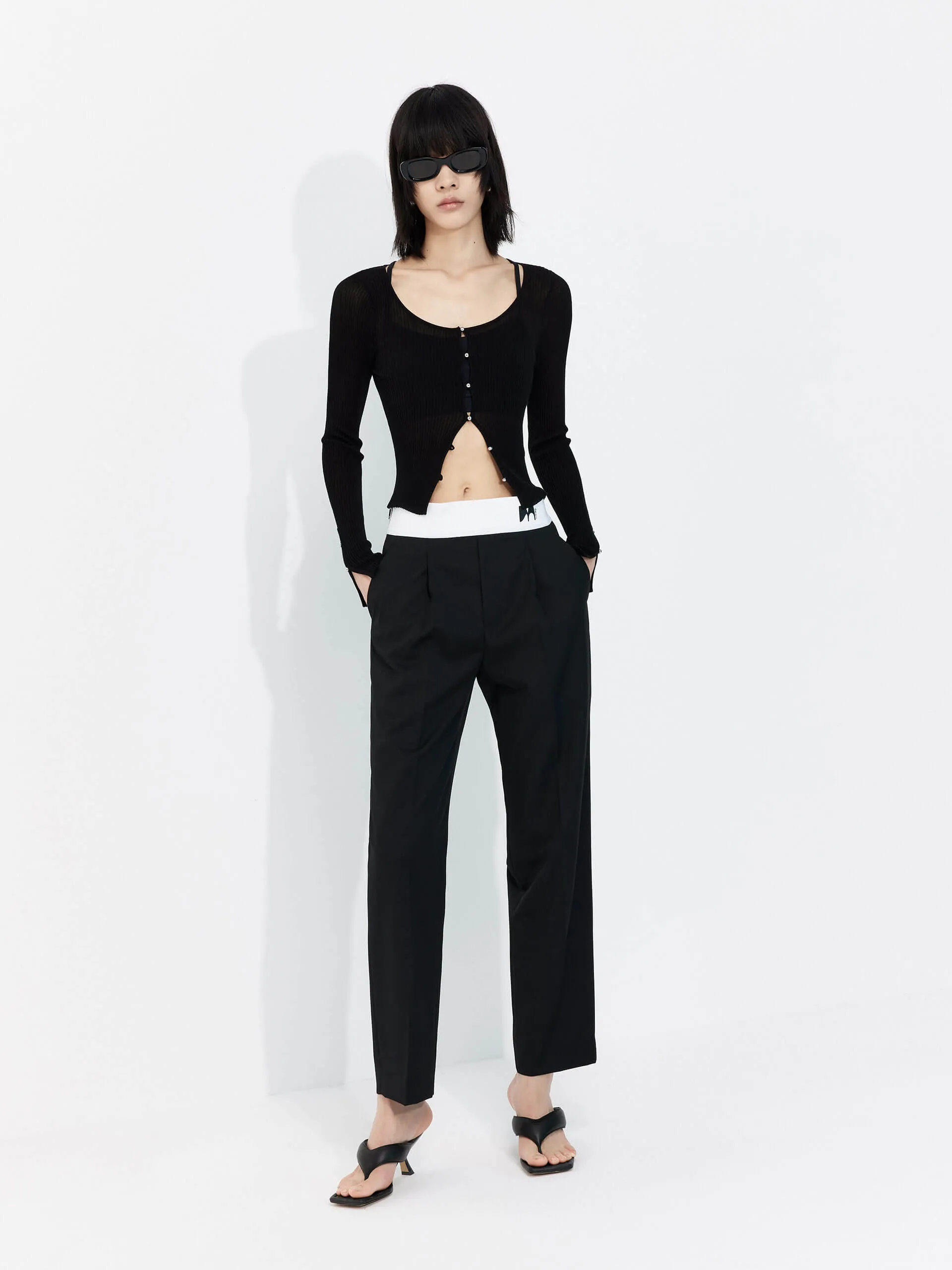 Contrasting Details Suit Pants