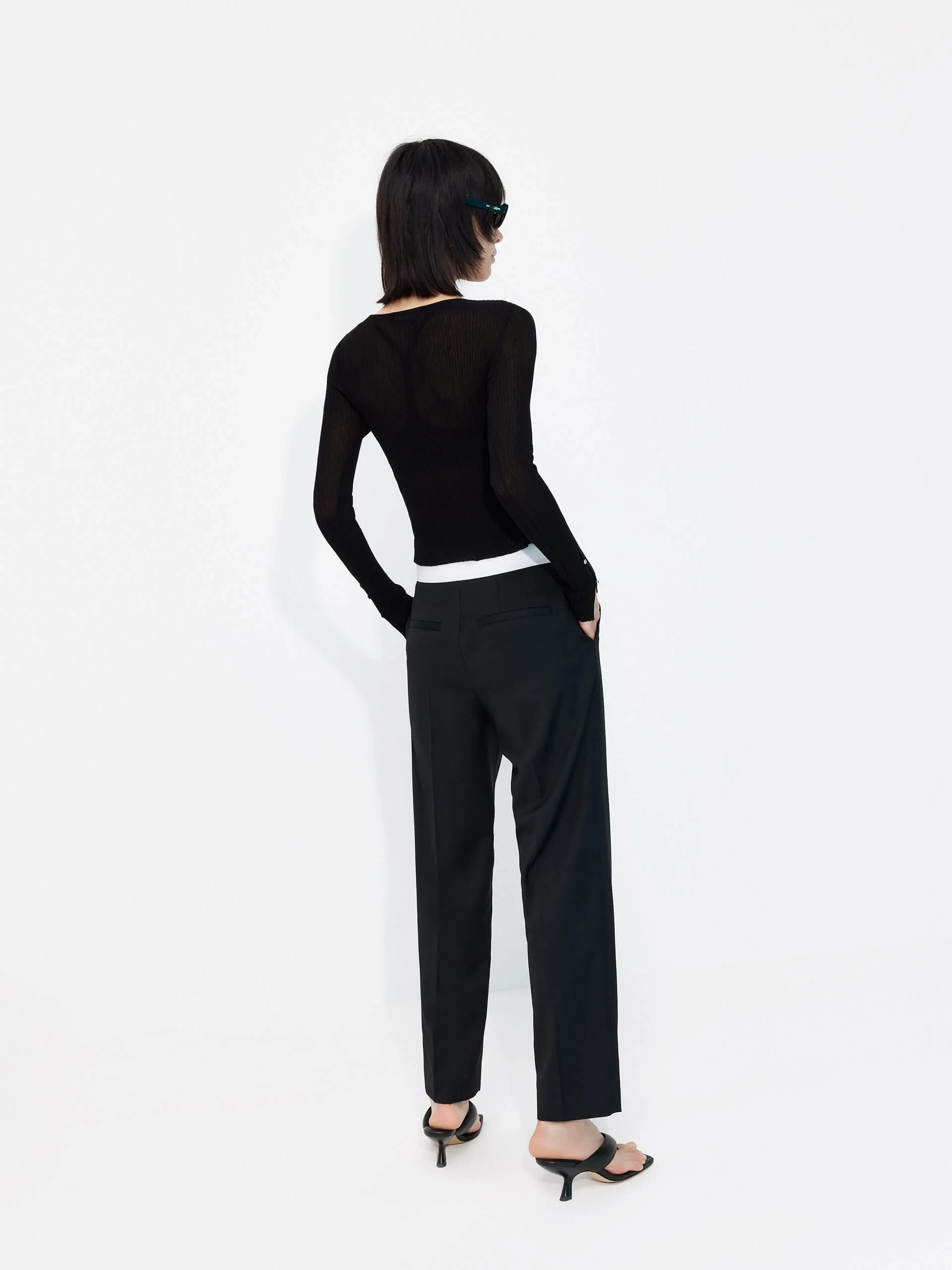 Contrasting Details Suit Pants