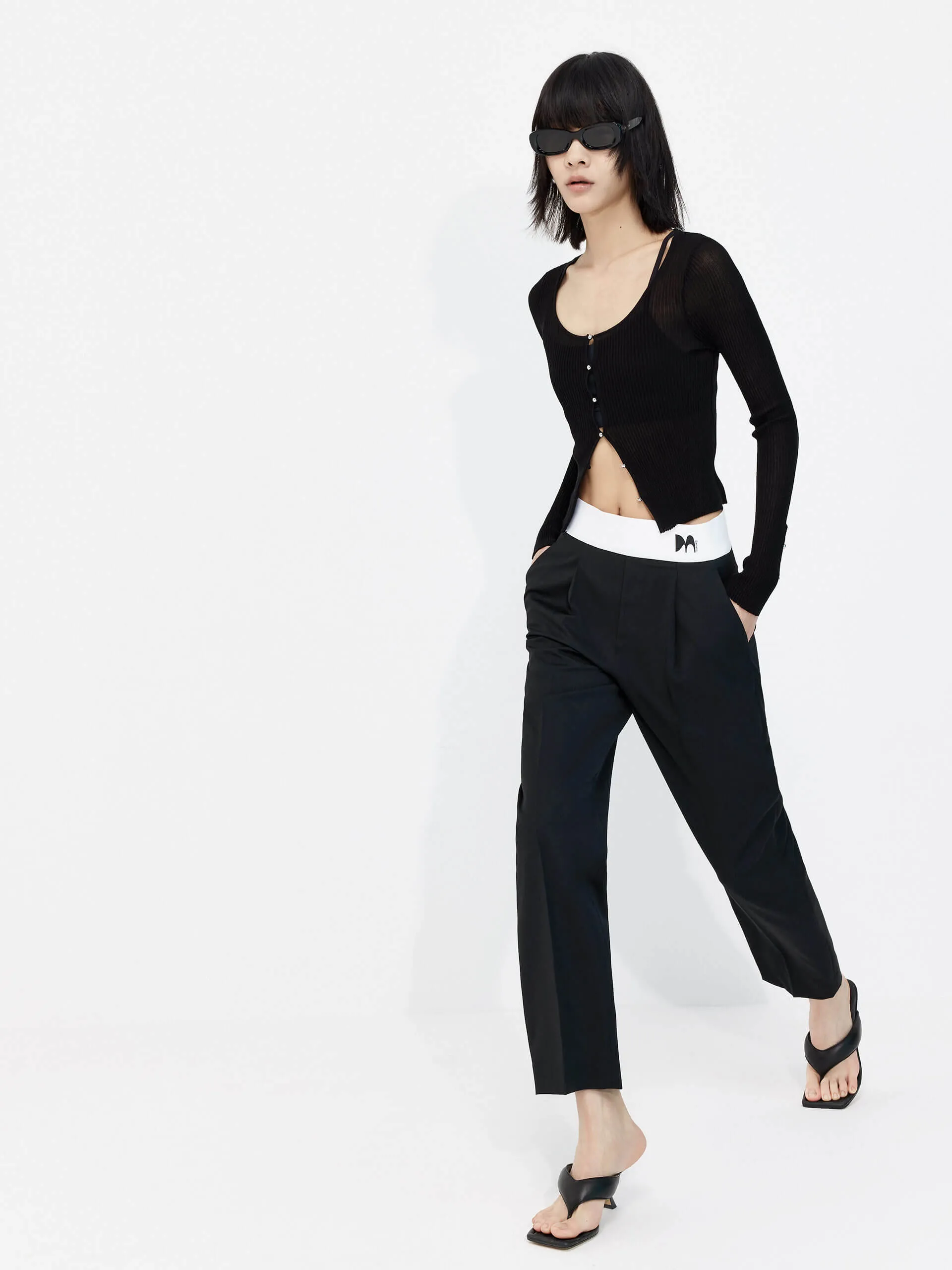 Contrasting Details Suit Pants