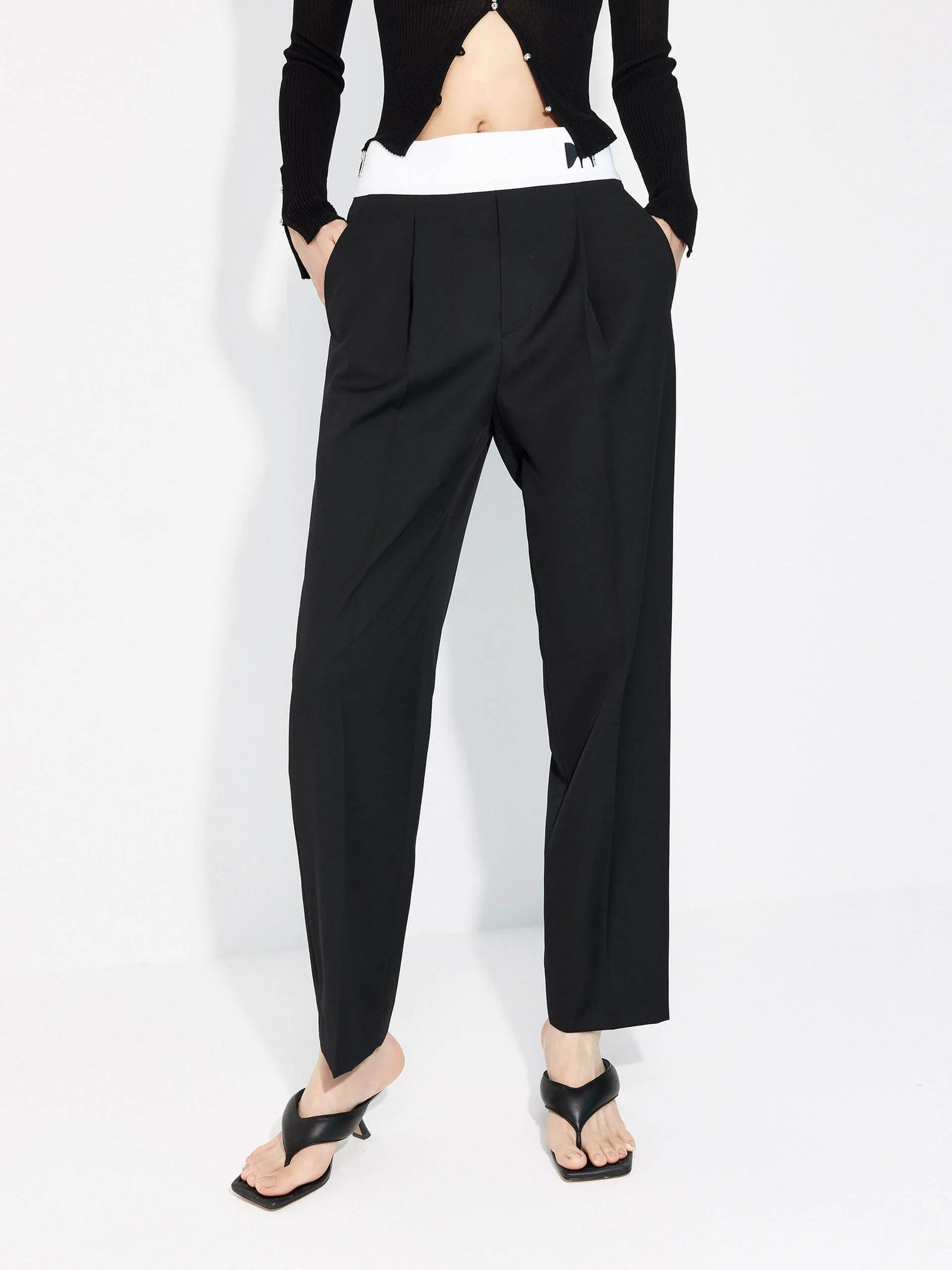 Contrasting Details Suit Pants