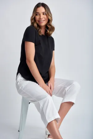 Cotton Shaped Hem Tee Black