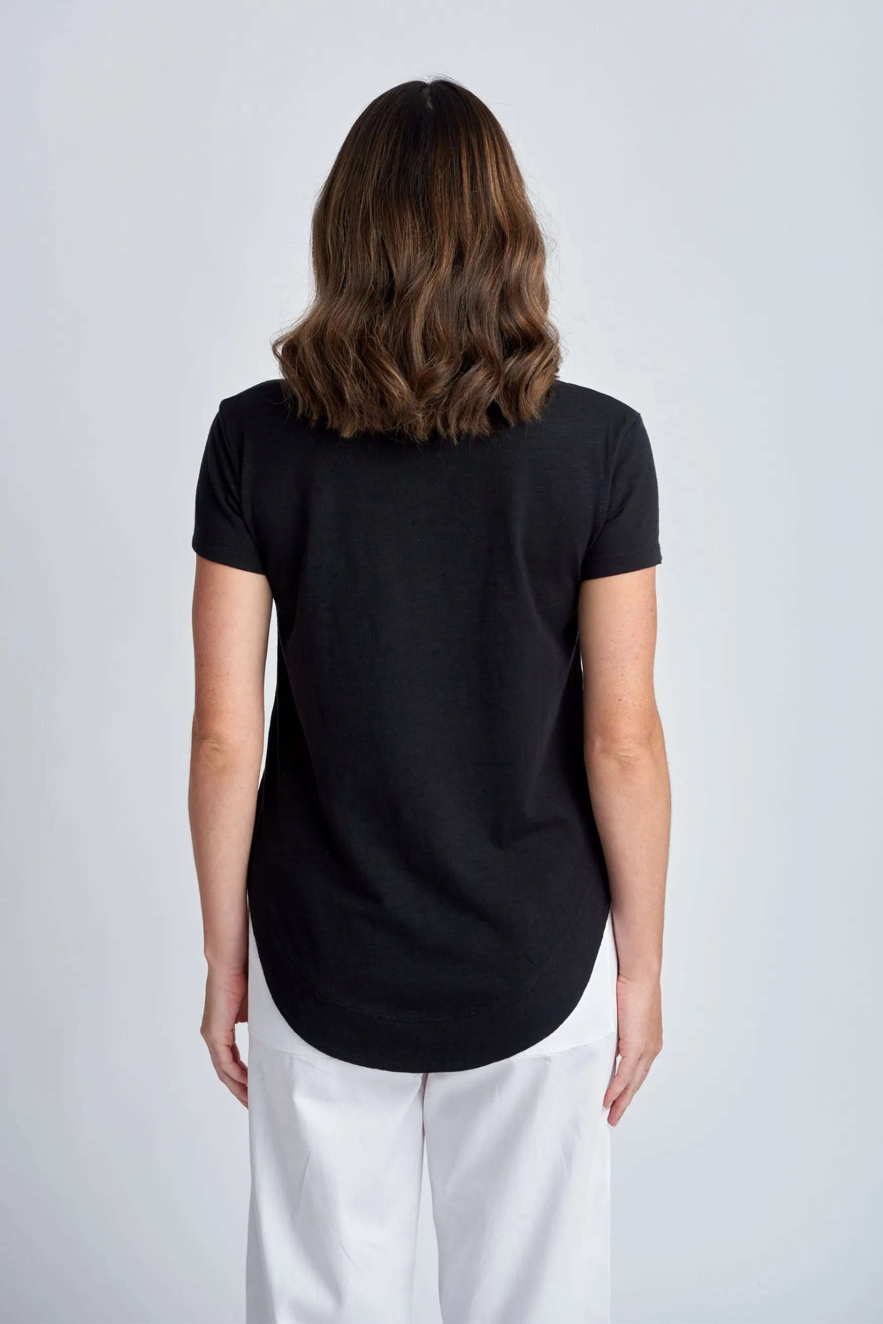 Cotton Shaped Hem Tee Black