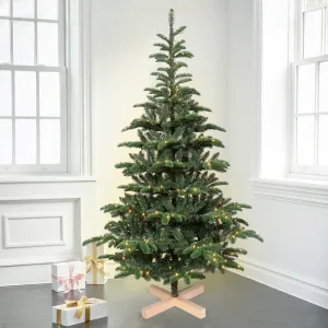 cozy Christmas Trees 5 ft Pre lit, Bringstar Wooden Stand Tree w/ 403 PE PVC Mixed Tips, 200 Lights 7 ft