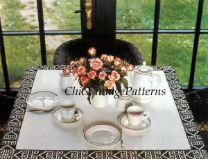 Cross Stitch Tablecloth Border Pattern, Instant Download