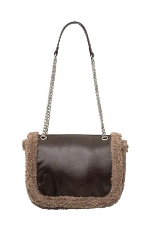 Crossbody bag with teddy details and chain strap