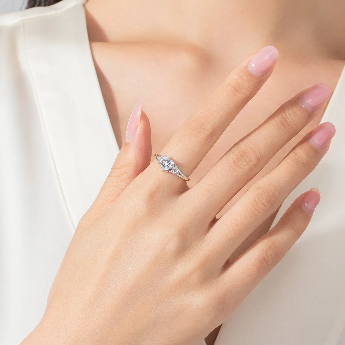Crown Heart Zircon Sterling Silver Wedding Ring
