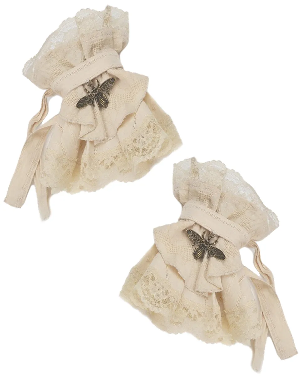 Dark In Love Wildwinde Steampunk Cuff Gloves - Vintage Off White
