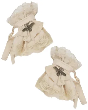 Dark In Love Wildwinde Steampunk Cuff Gloves - Vintage Off White