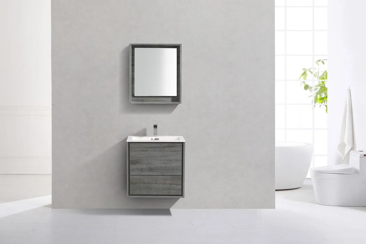 DeLusso 24" Ocean Gray Wall Mount Modern Bathroom Vanity
