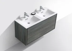 DeLusso 48" Double Sink Ocean Gray Wall Mount Modern Bathroom Vanity