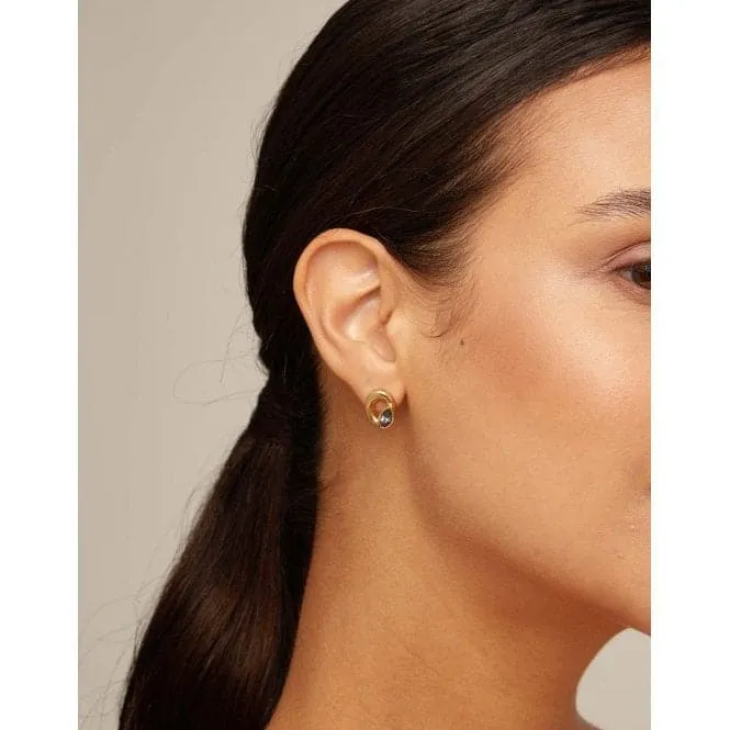 Details Black Metal Faceted Crystal Earrings