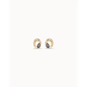 Details Black Metal Faceted Crystal Earrings