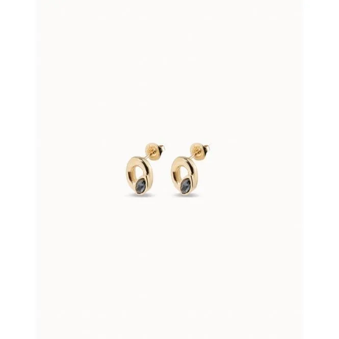 Details Black Metal Faceted Crystal Earrings