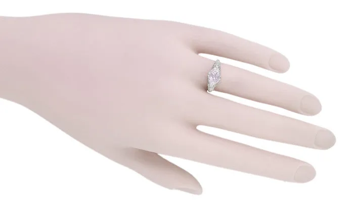 Edwardian Oval Rose de France Filigree Promise Ring in Sterling Silver