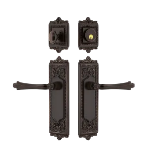 Egg & Dart Entry Set with Fleur Lever in Timeless Bronze