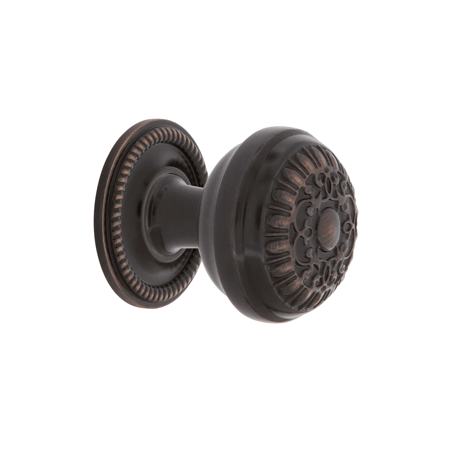 Egg And Dart Brass 1 3/8" Cabinet Knob with Rope Rose in Timeless Bronze
