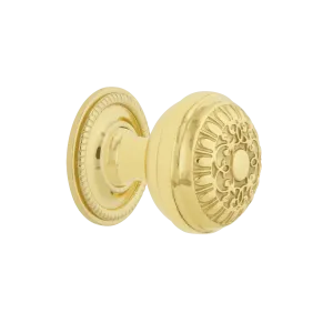 Egg And Dart Brass 1 3/8" Cabinet Knob with Rope Rose in Unlacquered Brass