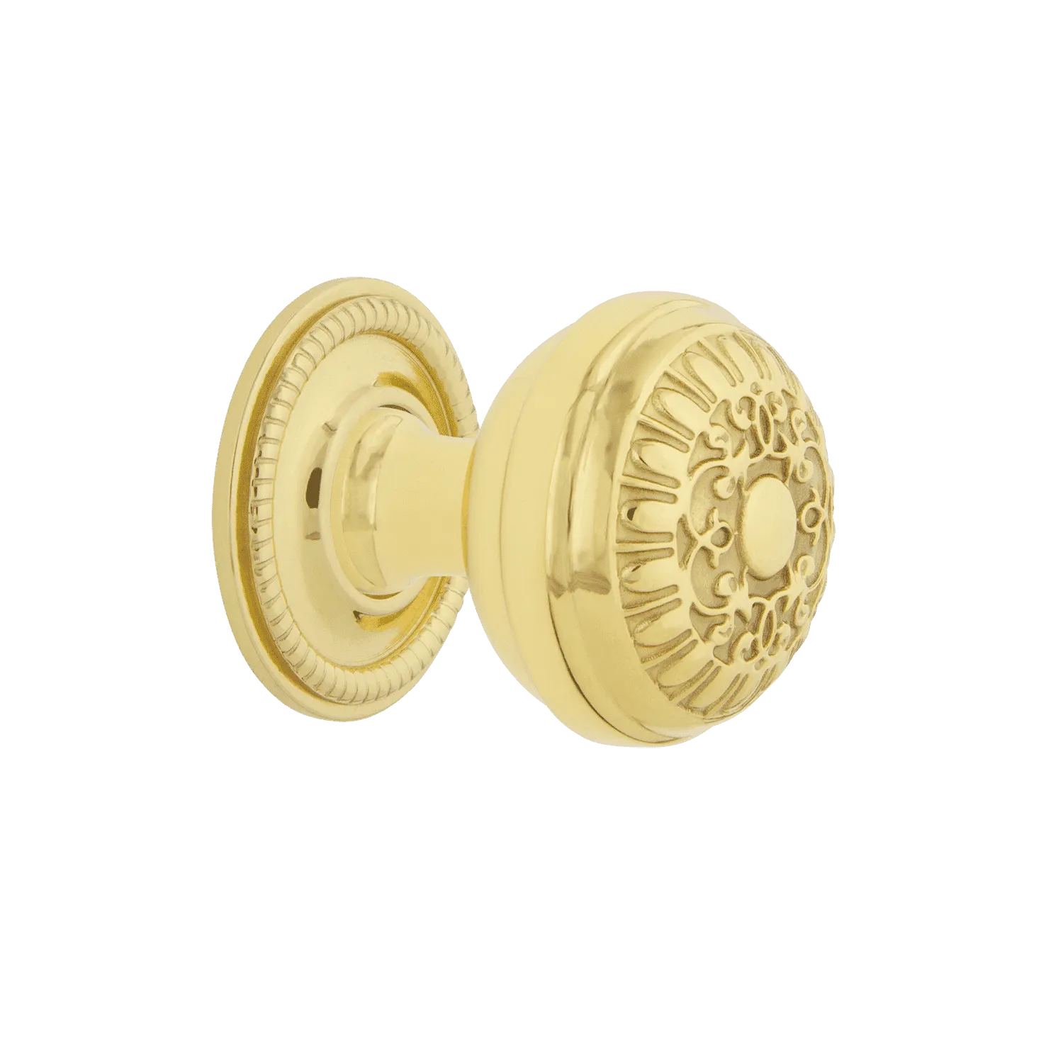 Egg And Dart Brass 1 3/8" Cabinet Knob with Rope Rose in Unlacquered Brass