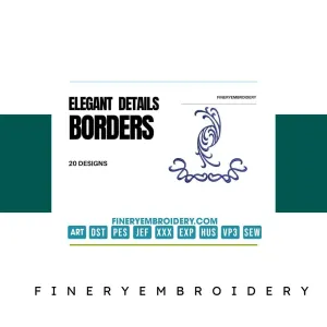 Elegant details borders: Embroidery Design Pack