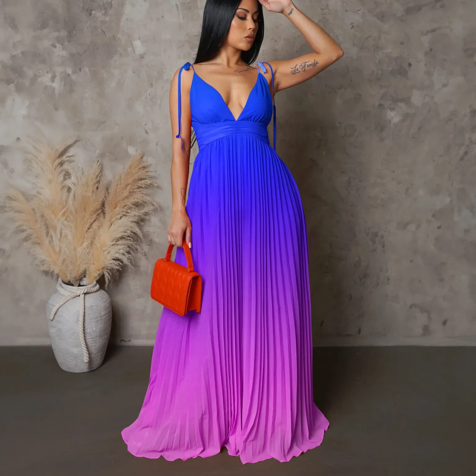 Elegantly Gradient Backless Maxi Dress