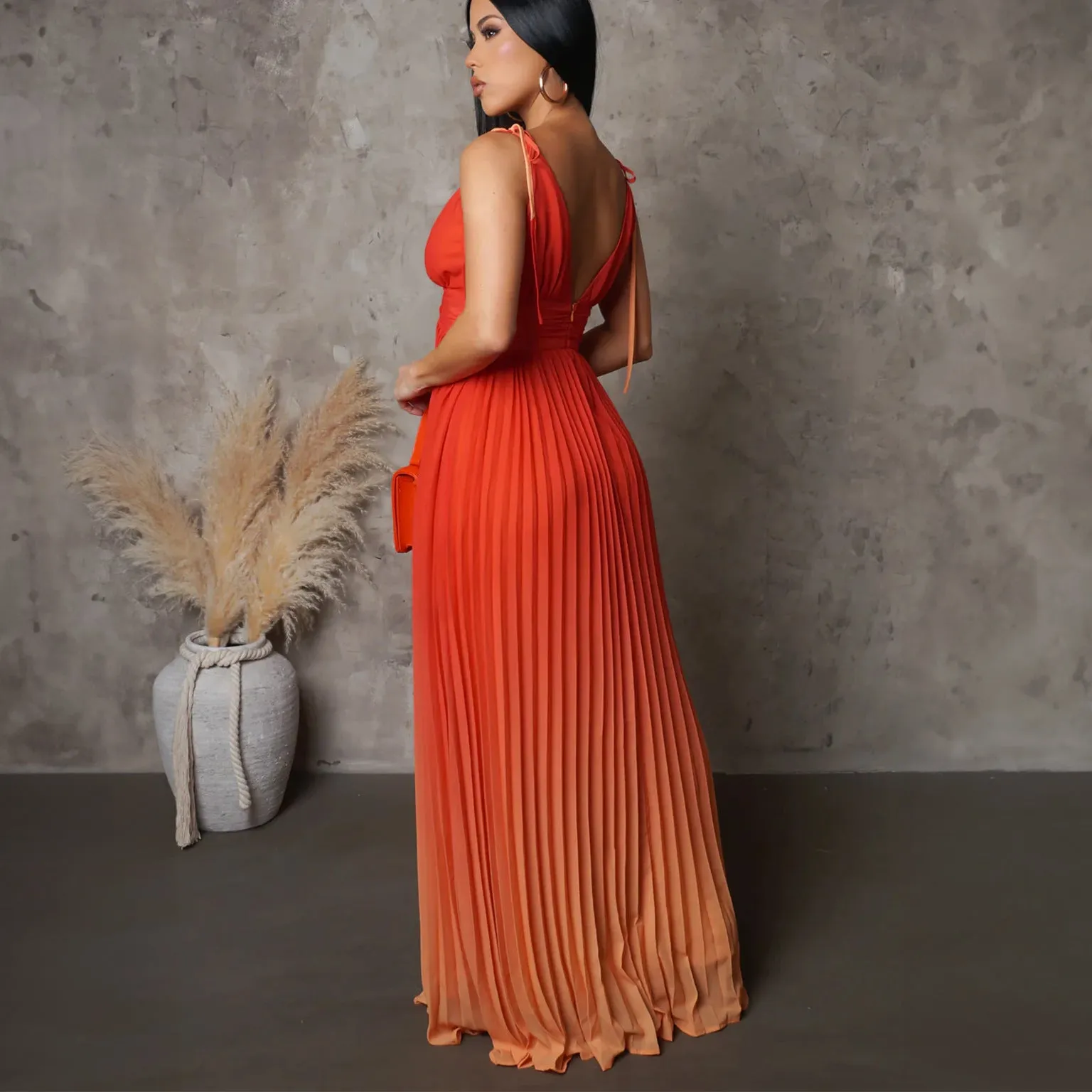 Elegantly Gradient Backless Maxi Dress