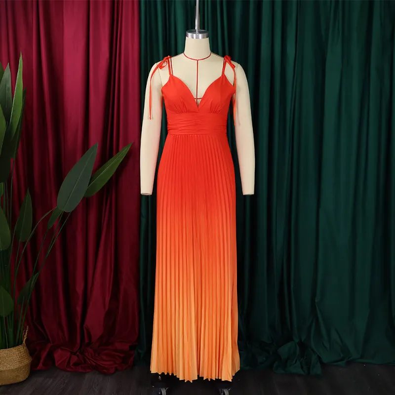 Elegantly Gradient Backless Maxi Dress