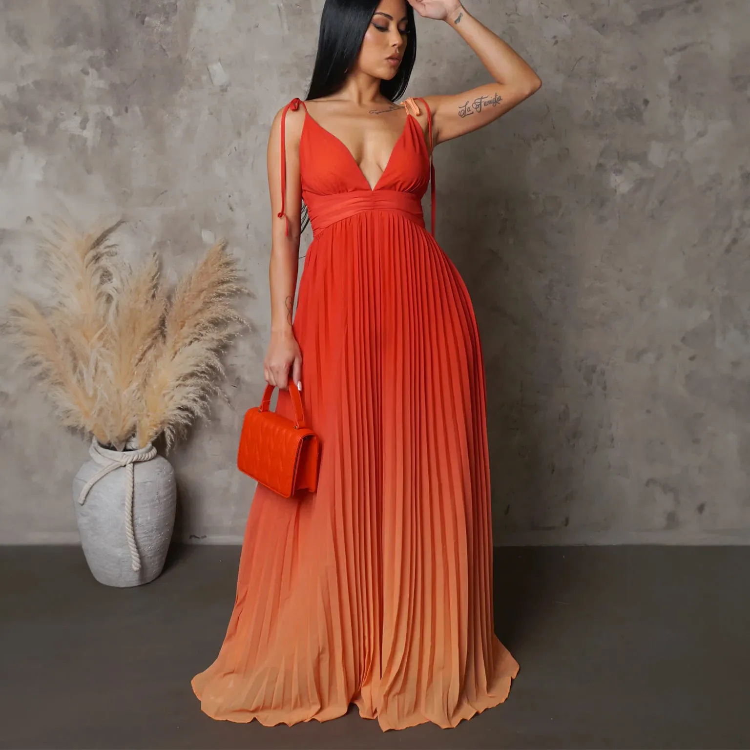 Elegantly Gradient Backless Maxi Dress