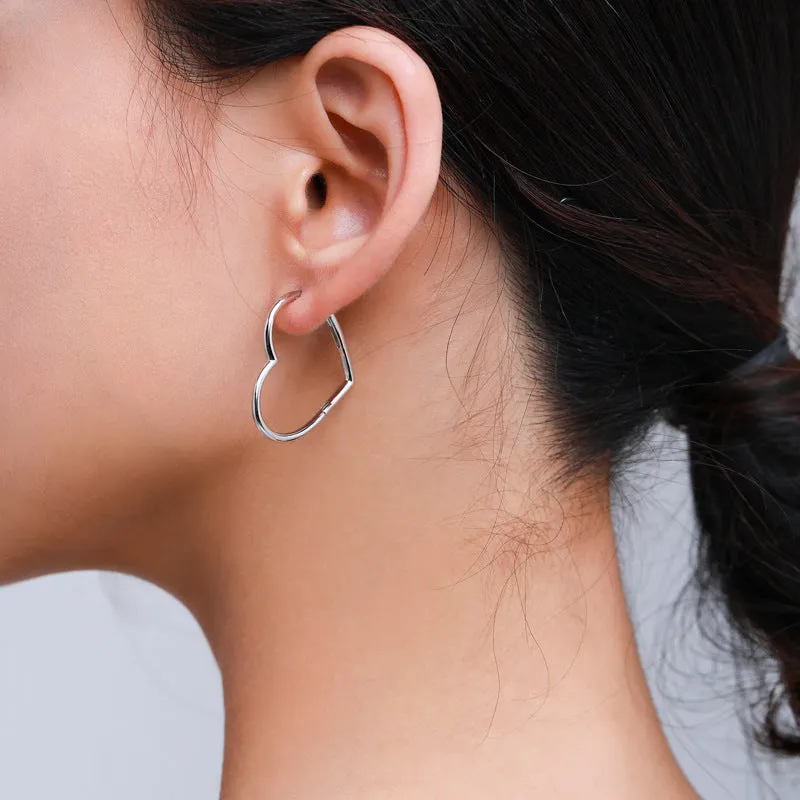 Everyday Genie Sterling Silver Heart-shaped Earrings