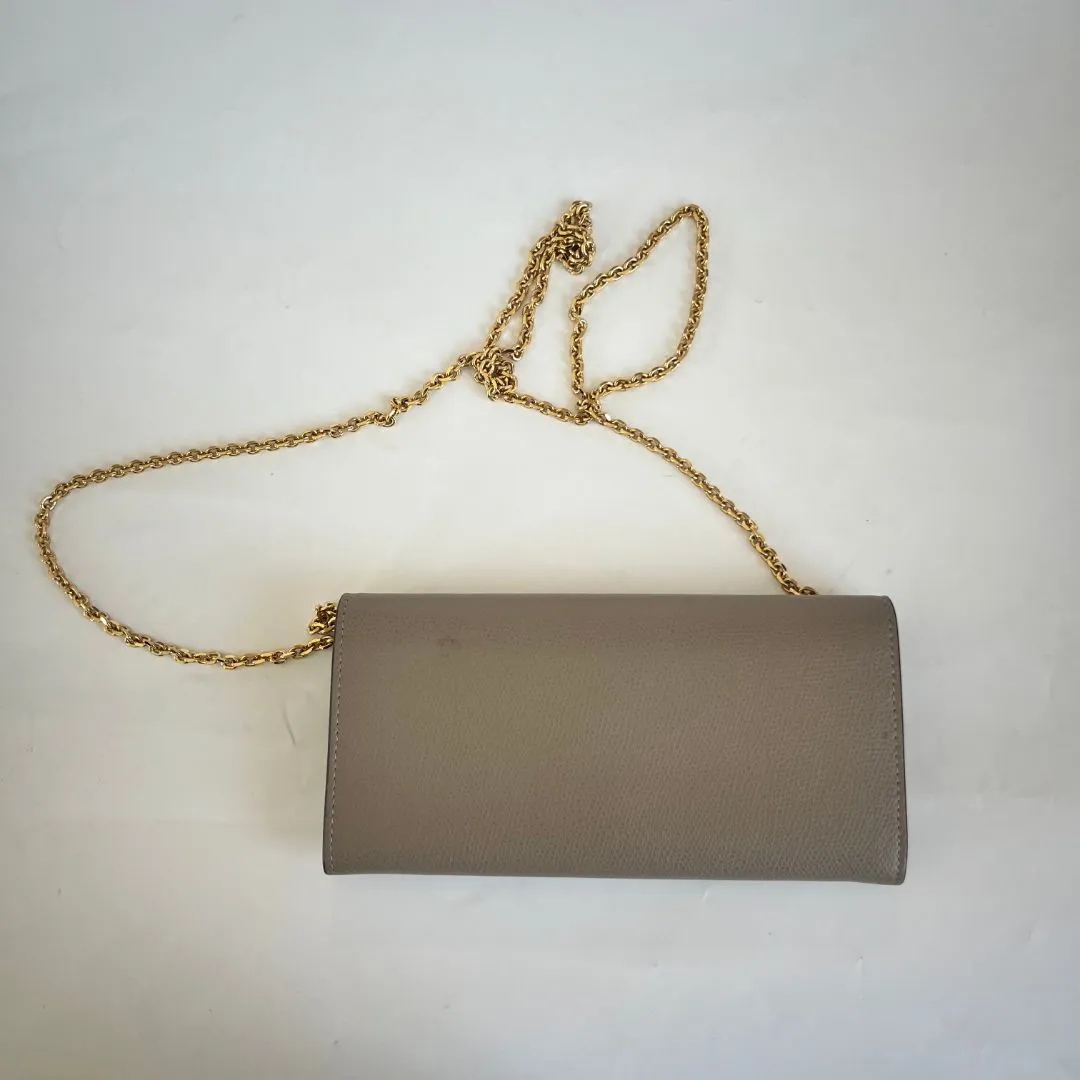 Fendi Grey Leather Continental With Chain