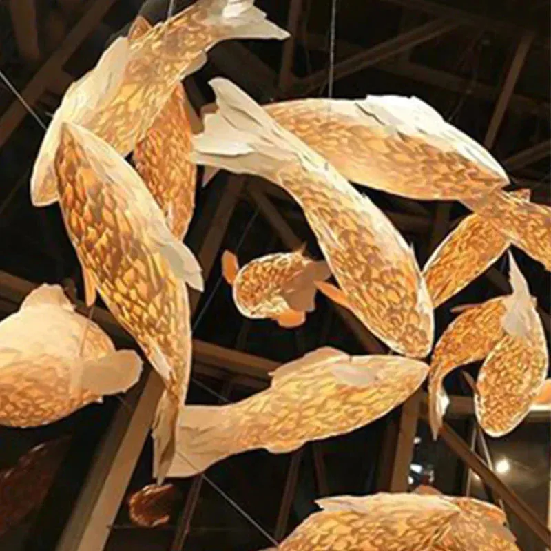 Fish Shaped Chandelier Retro Japanese Carp Chandelier staircase Chandelier