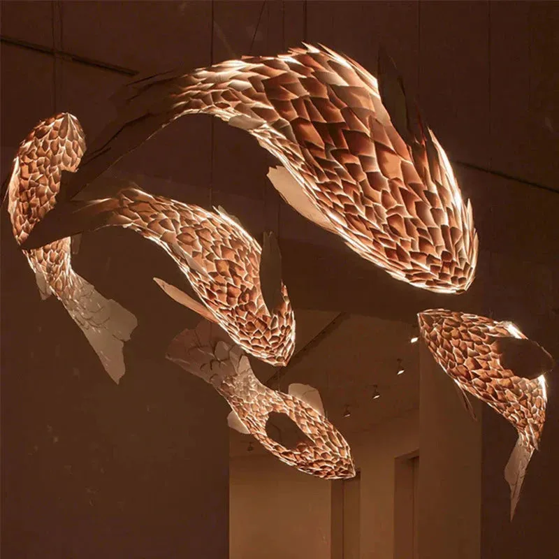Fish Shaped Chandelier Retro Japanese Carp Chandelier staircase Chandelier