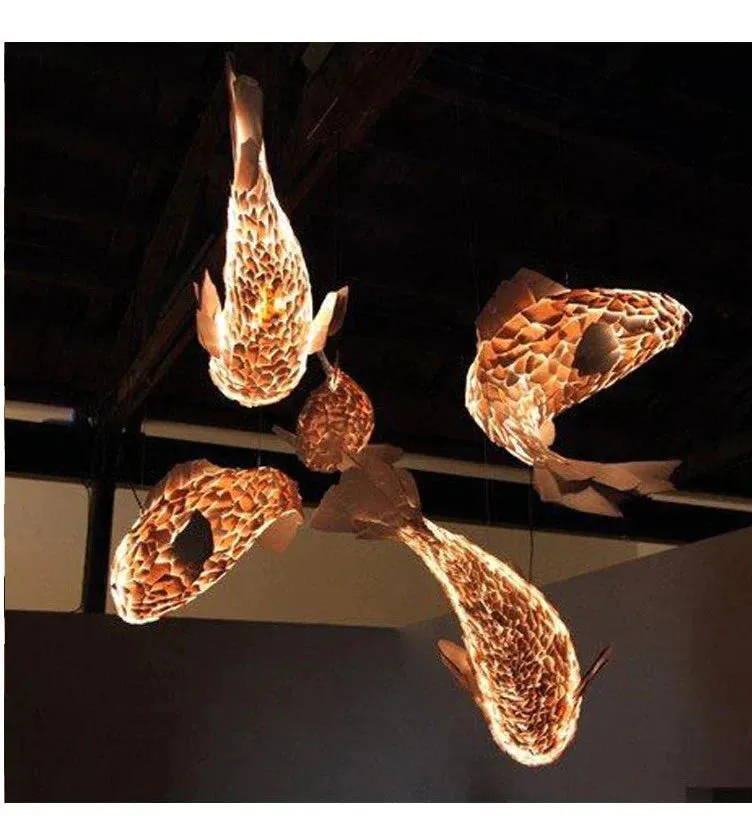 Fish Shaped Chandelier Retro Japanese Carp Chandelier staircase Chandelier