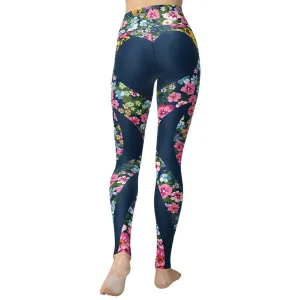 Floral Heart Shaped Yoga Leggings