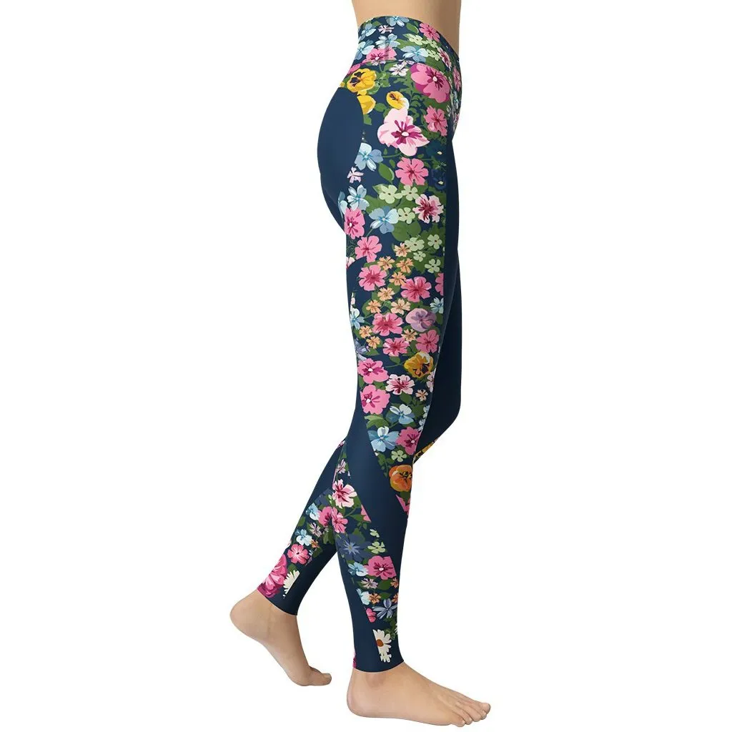 Floral Heart Shaped Yoga Leggings