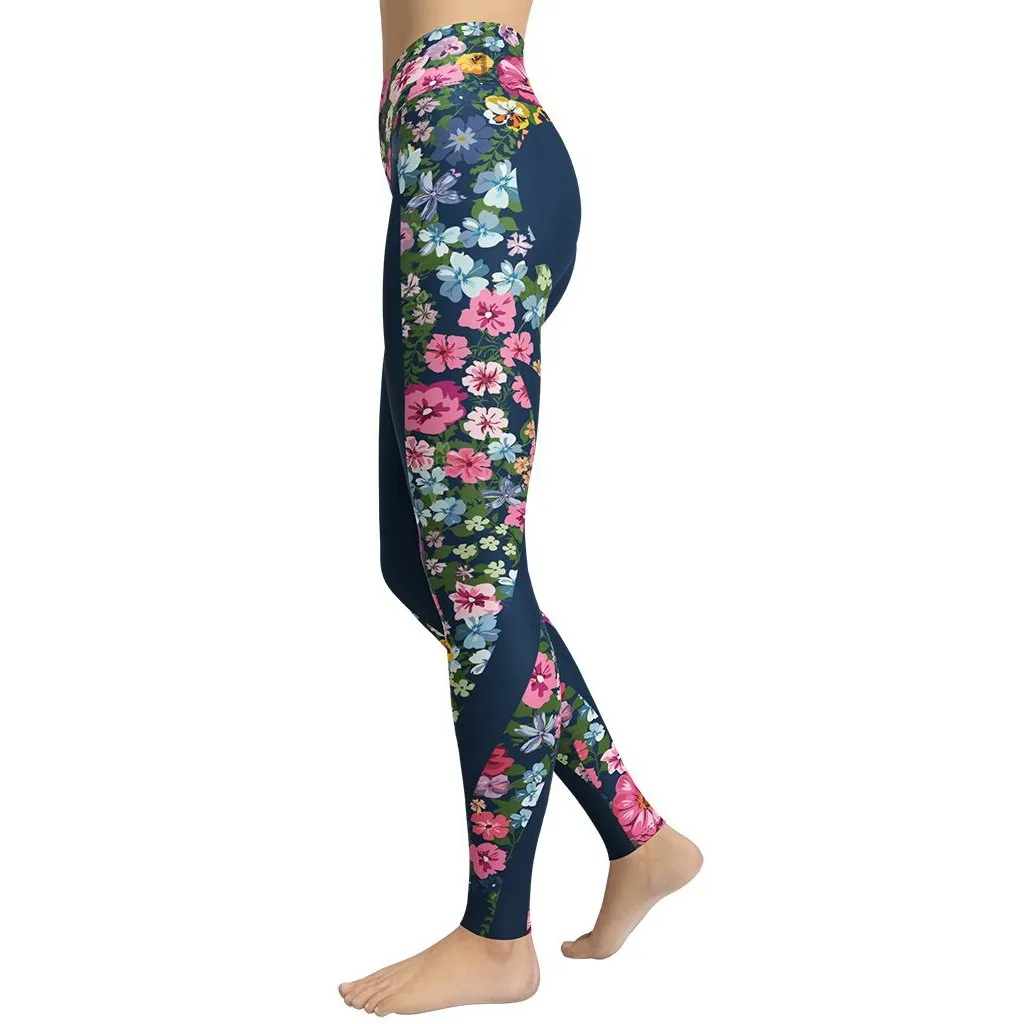 Floral Heart Shaped Yoga Leggings