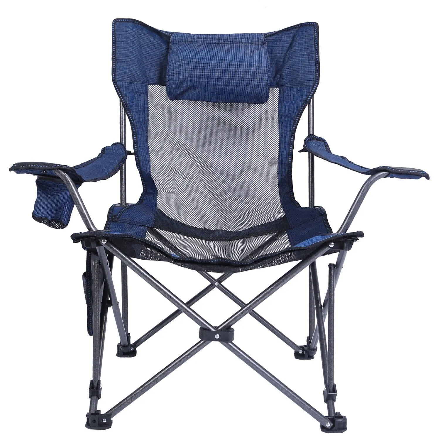 Foldable Camping Chair Heavy Duty Steel Lawn Chair with Reclining Backrest Angle