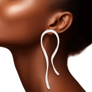 Fun Quirky Statement with Dazzling Silver Finish Finish U-Shaped Earrings