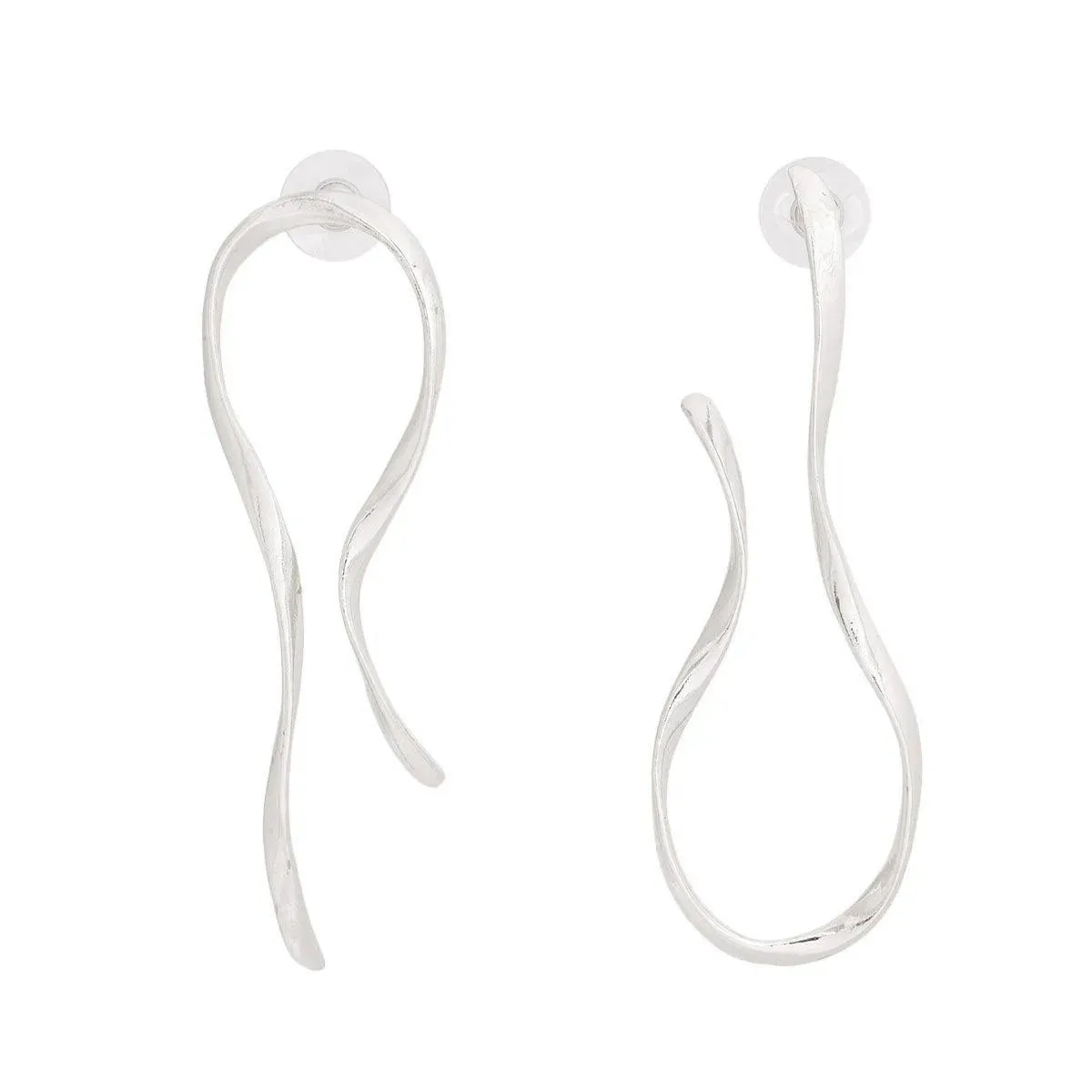 Fun Quirky Statement with Dazzling Silver Finish Finish U-Shaped Earrings