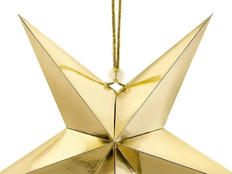 Gold Hanging Star Decoration - 45cm