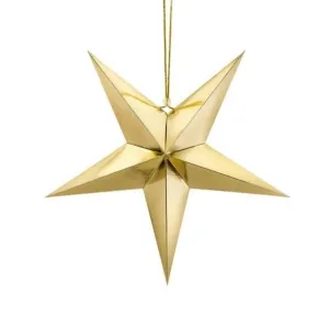 Gold Hanging Star Decoration - 45cm