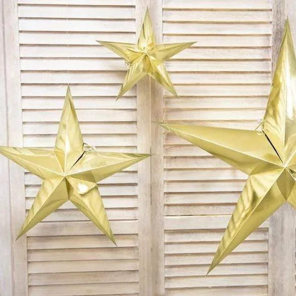 Gold Hanging Star Decoration - 45cm