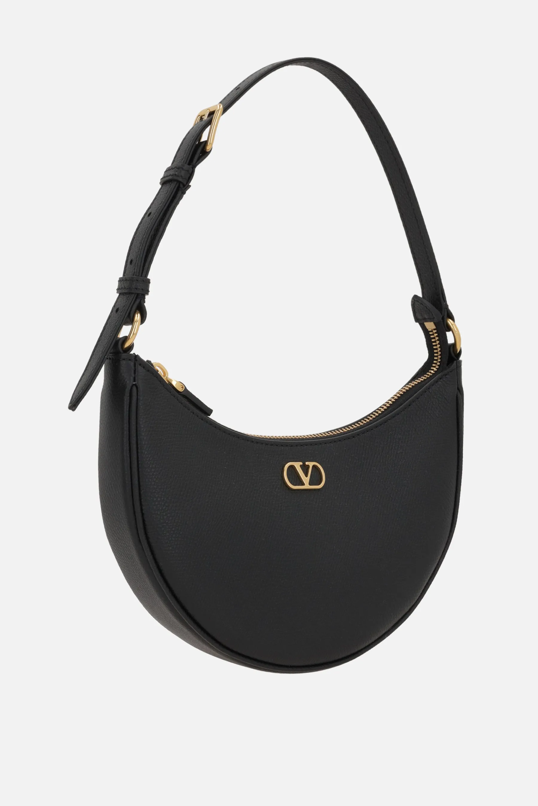 Grainy Leather Mini Hobo Bag