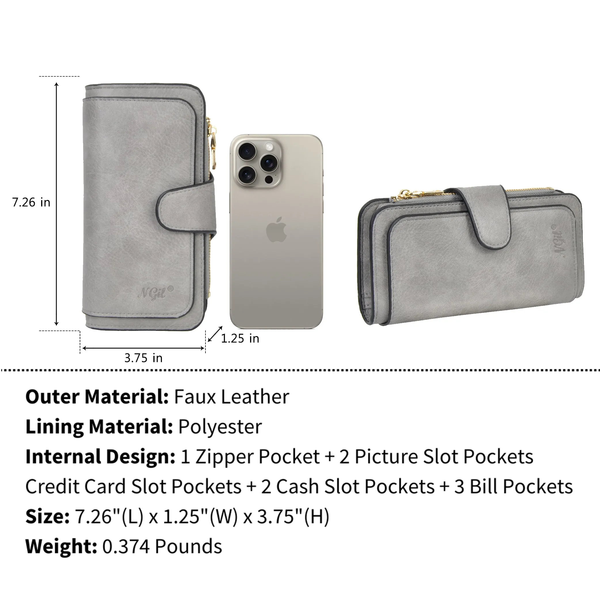 Gray NGIL Trifold Wallet