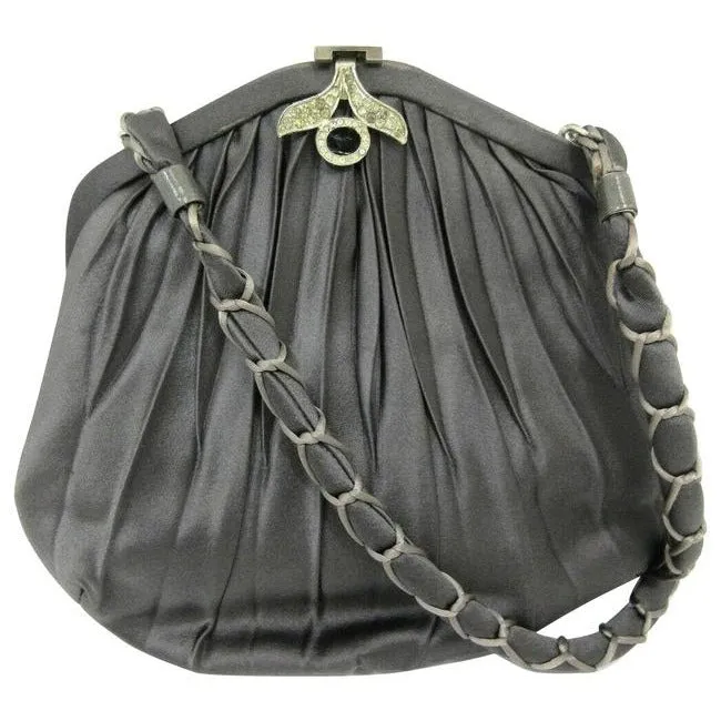 Gucci Evening W Early Enamel And Clasp Black Silkrhinestone Corde Shoulder Bag