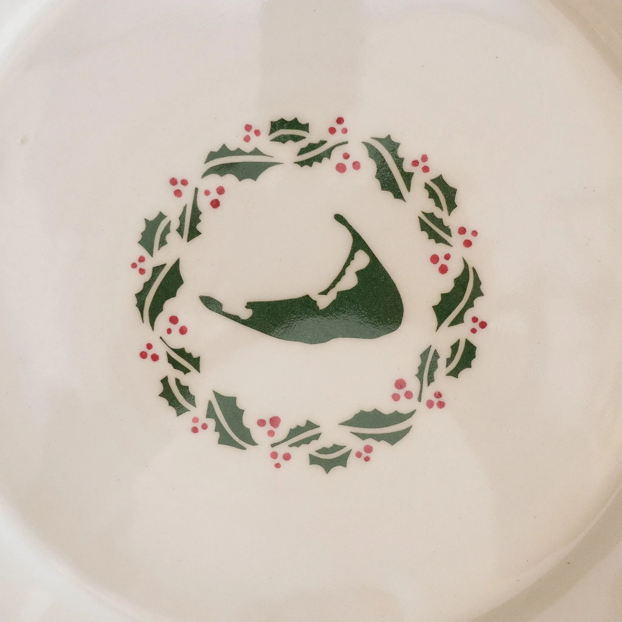 Handcrafted Holly Wreath Serving Plate by Emily Johnson