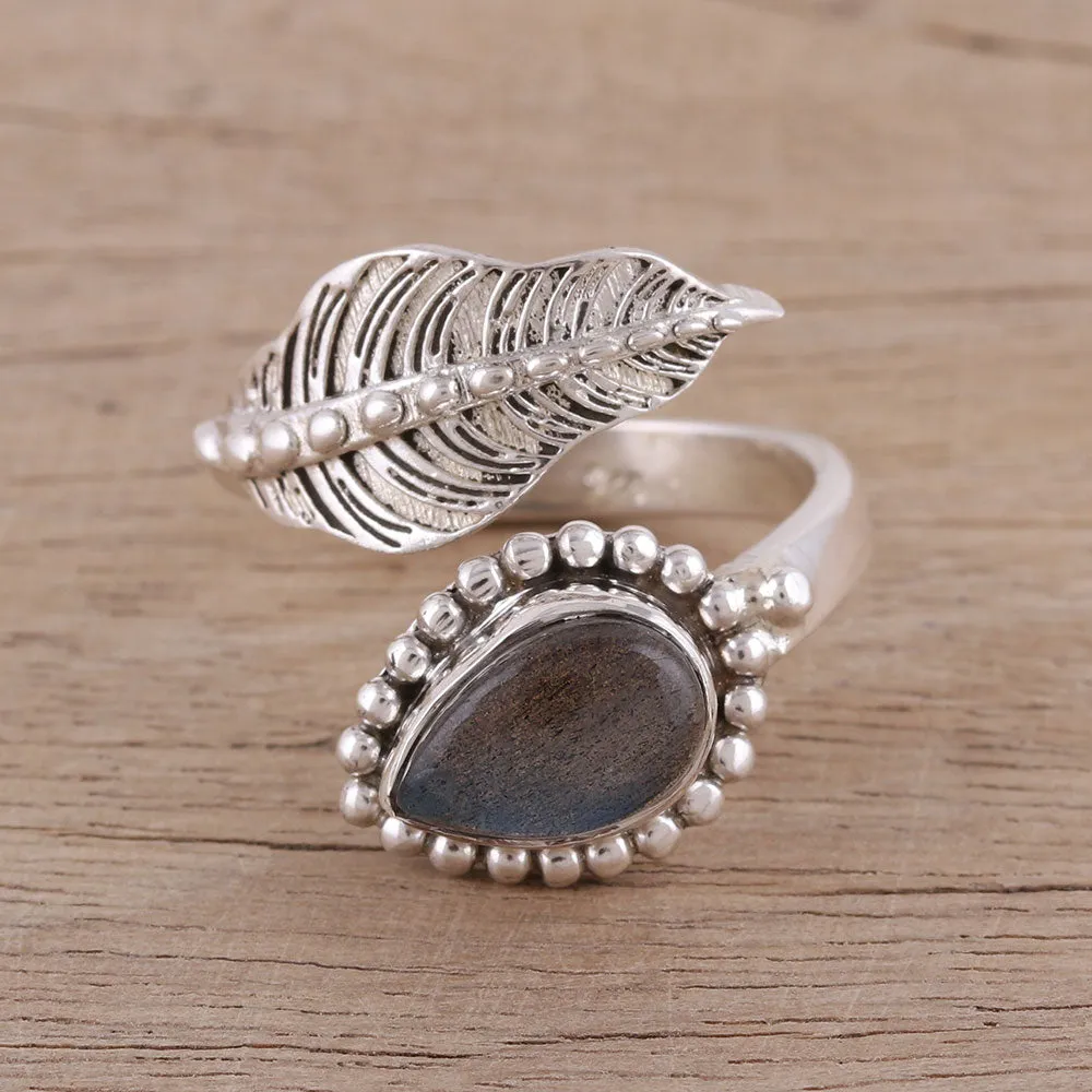 Handmade 925 Sterling Silver Labradorite Wrap Ring India - Blissful Alliance | NOVICA