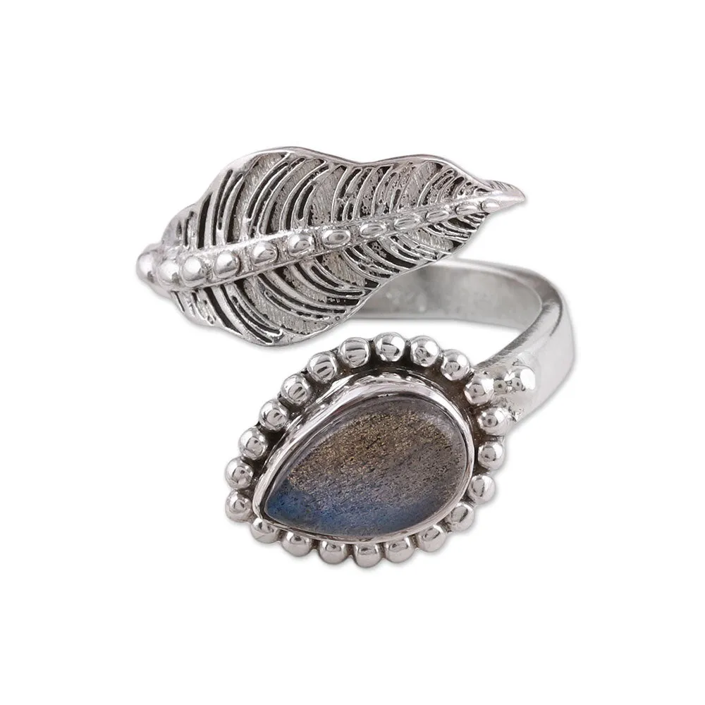 Handmade 925 Sterling Silver Labradorite Wrap Ring India - Blissful Alliance | NOVICA