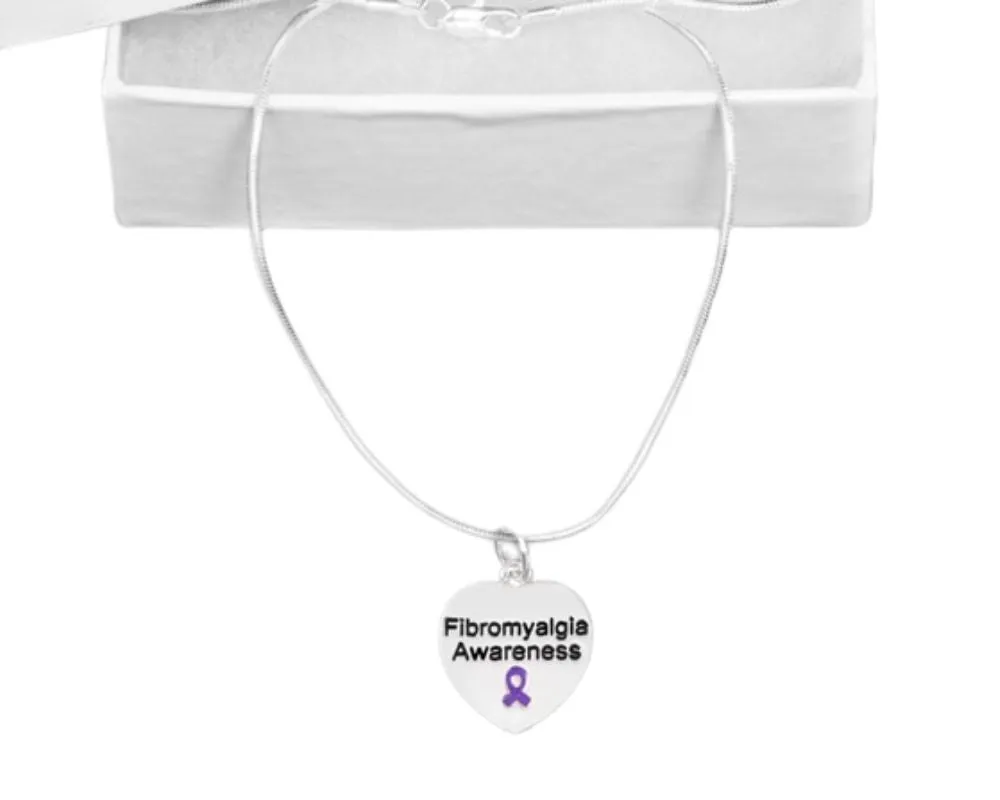 Heart Shaped Fibromyalgia Awareness Necklaces