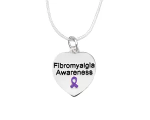 Heart Shaped Fibromyalgia Awareness Necklaces