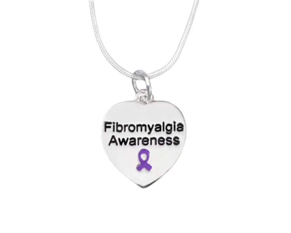 Heart Shaped Fibromyalgia Awareness Necklaces